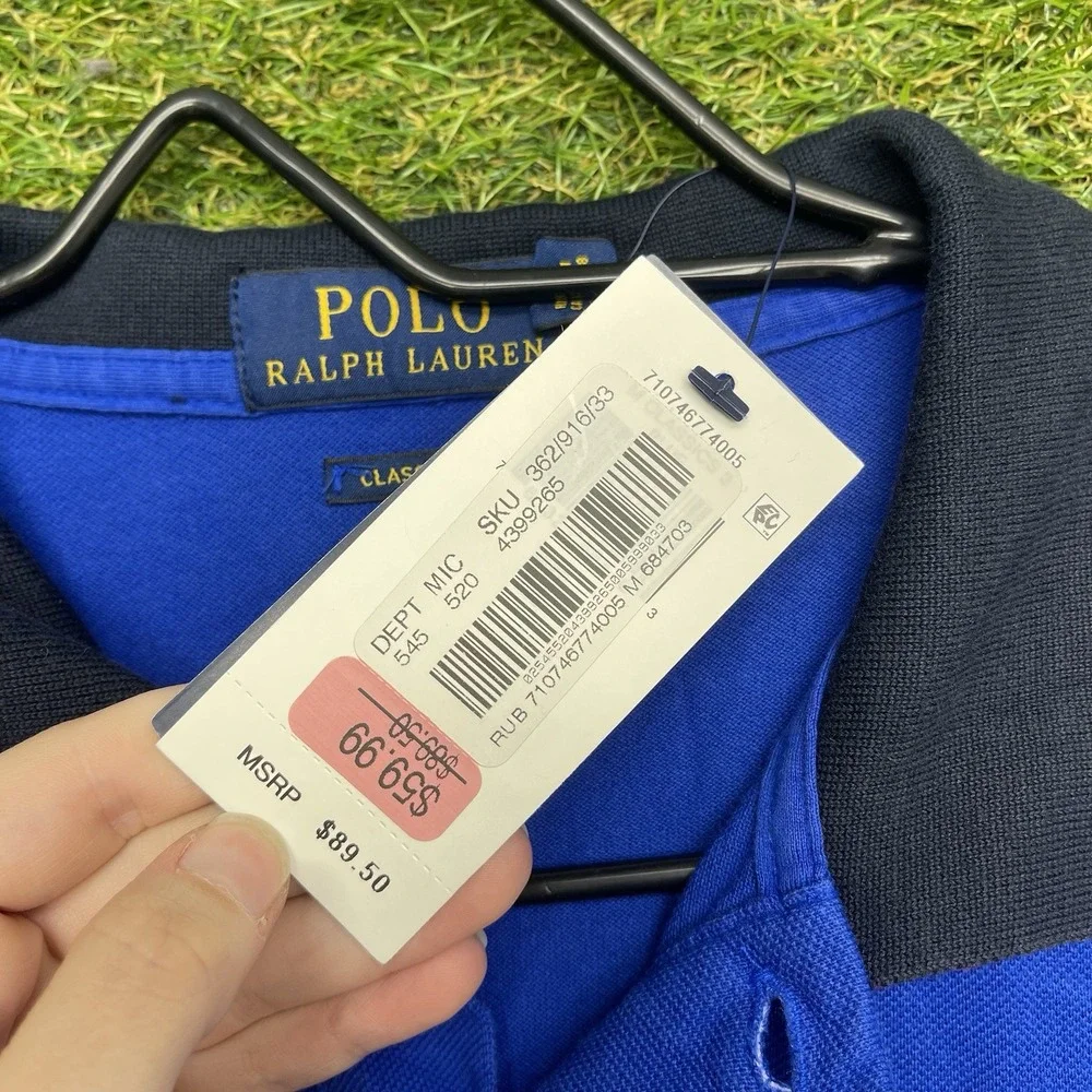 Polo Ralph Lauren Polo Shirt Mens Medium Horse Blue Short Sleeve Preppy NWT